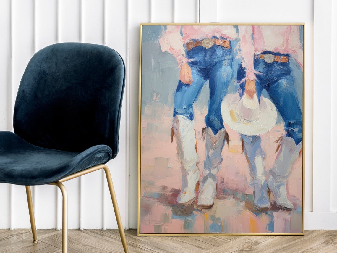 2 Cowgirls In Jeans Girly Western Trendy Prints Cowgirl Wall Art Preppy Room Decor College Girl Dorm Decor - Image 2
