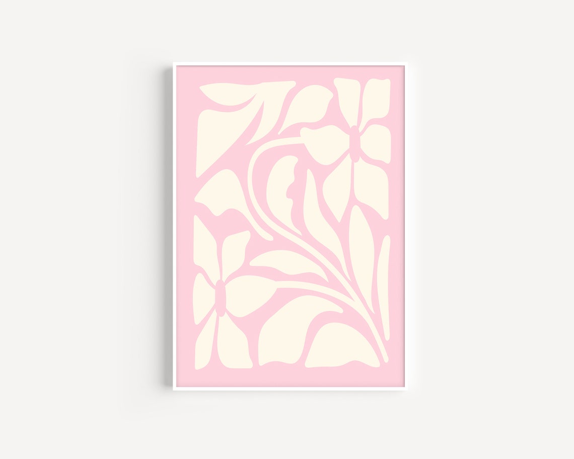 Blush Pink Cream Abstract Floral Organic Boho Botanical Art Poster - Image 3