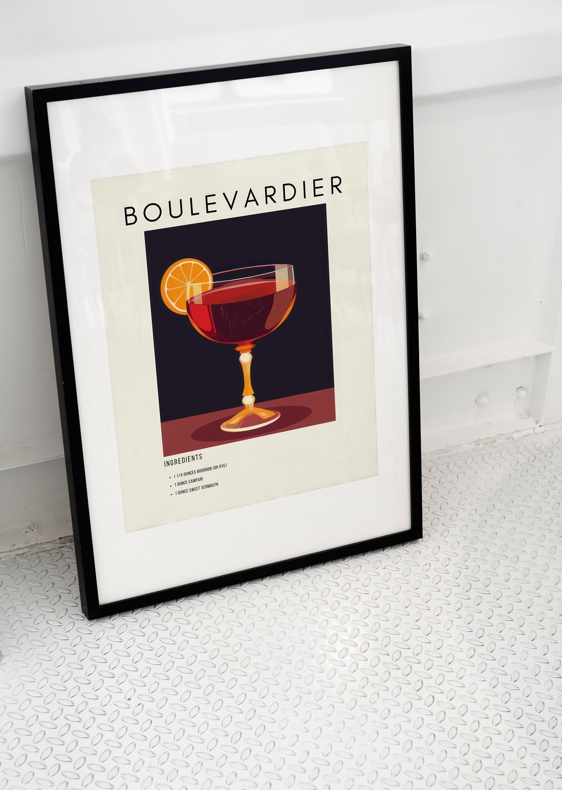 Boulevardier Classic Cocktail Recipe Retro Minimalist Bar Decor Print - Image 3