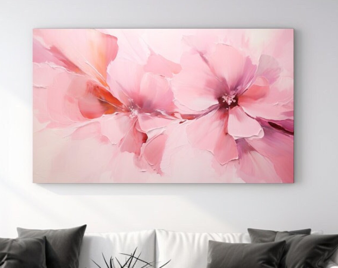 Soft Pink Abstract Blossoms Dreamy Watercolor Floral Art Poster