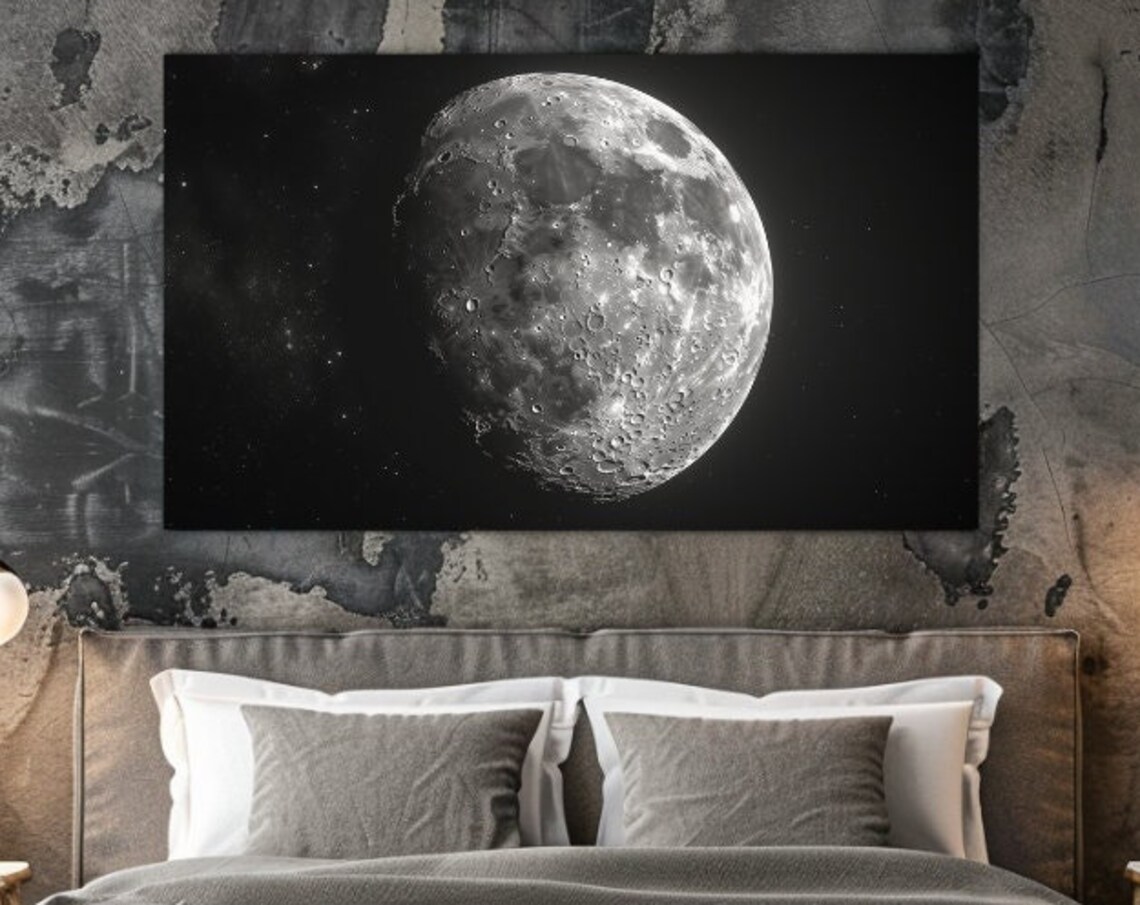 Full Moon Design I Black And White Space Art Print