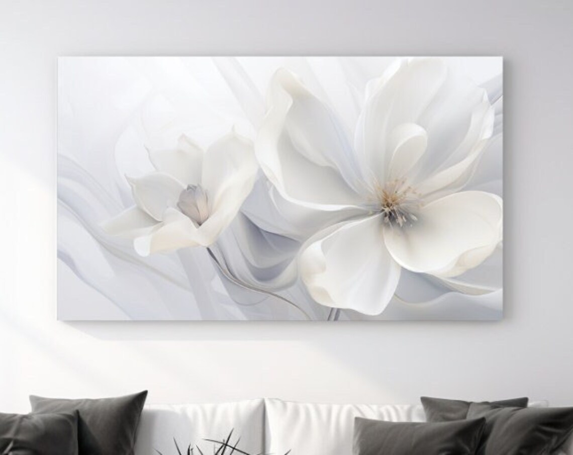 Flower Puget White Abstraction II, Floral Art Print