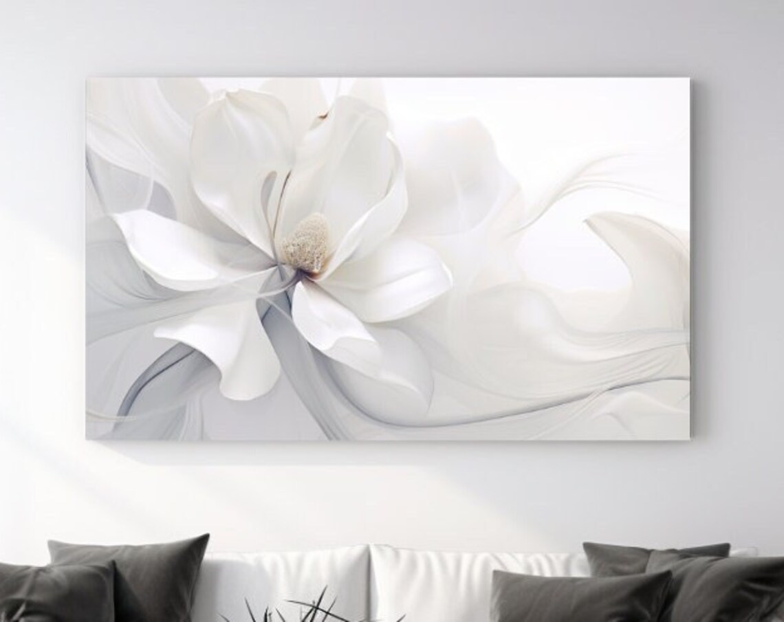 Flower Puget White Abstraction I, Floral Art Print