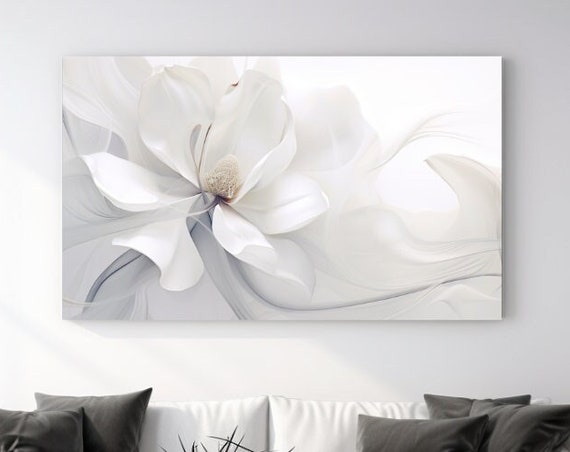 Flower Puget White Abstraction I, Floral Art Print