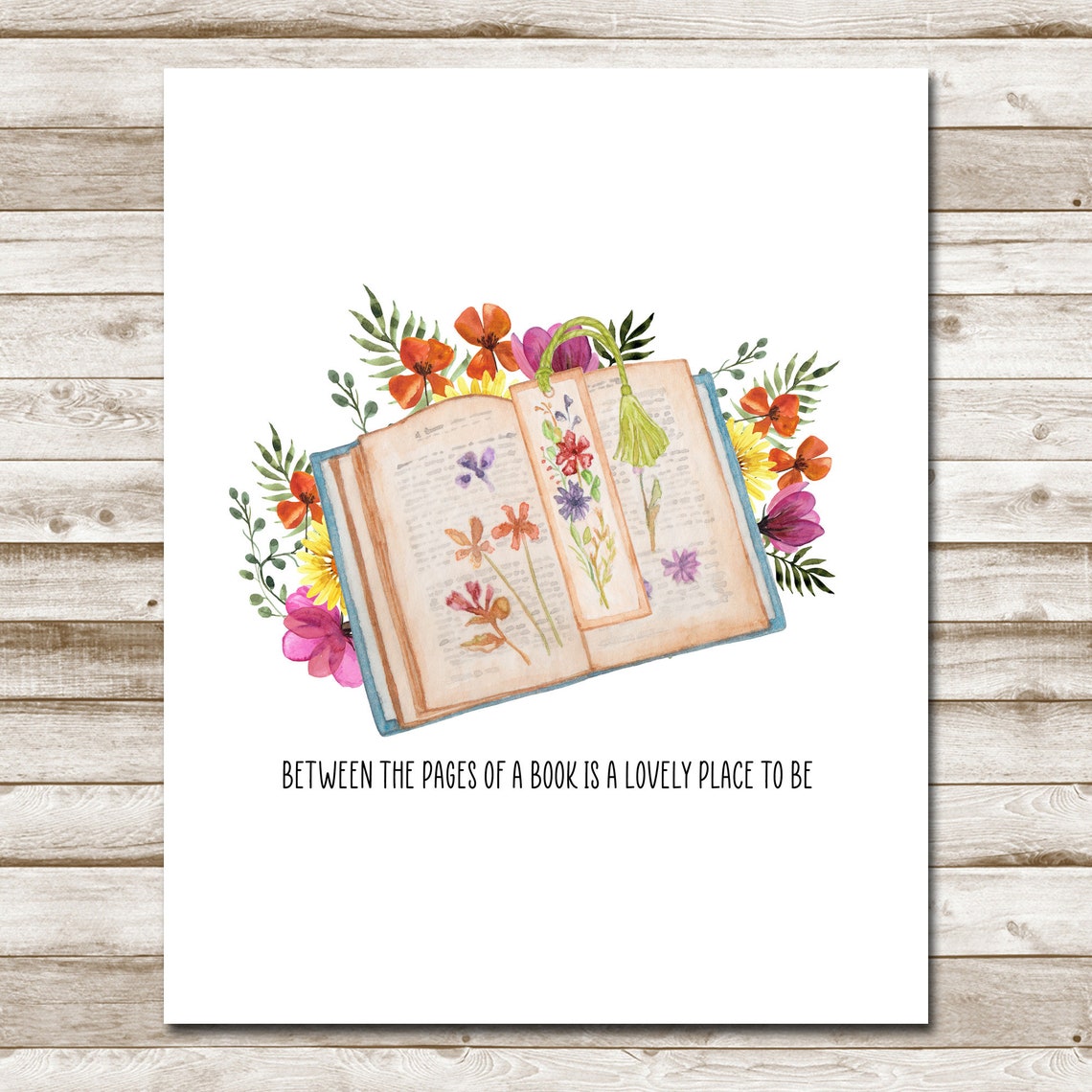 Between the Pages of a Book Reader Quote Floral Art Wall Poster - Image 4
