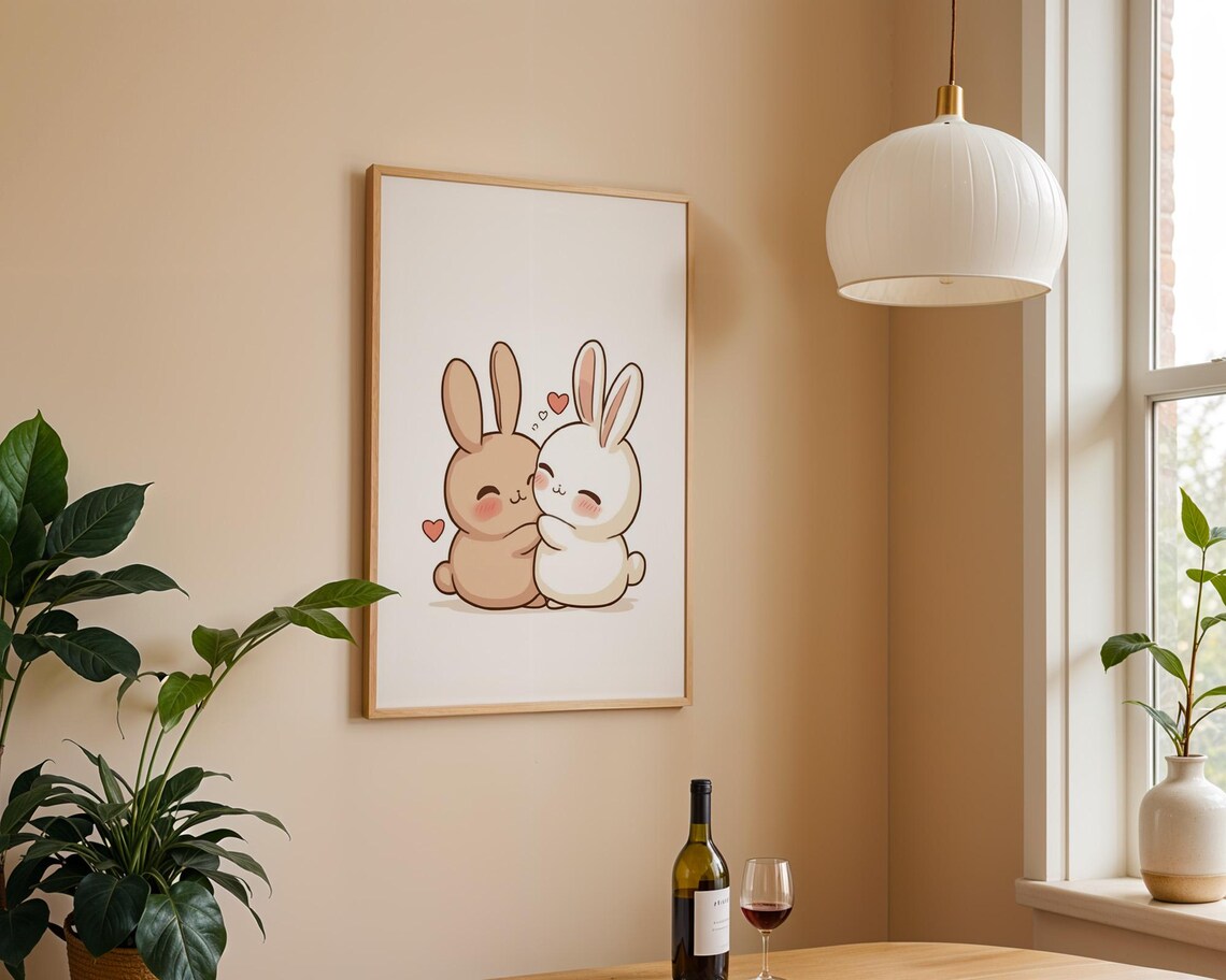 Cute Rabbit Couple, Home and Room Decor - Image 3