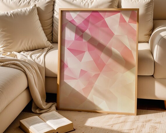 Pink Peach And White Geometric Pattern Art Print