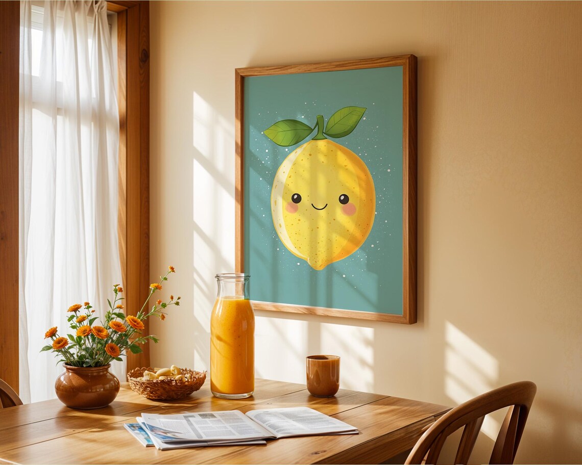 Cute Lemon Kids Poster Wall Art For Home Kitchen Room Decor For Childrens Spaces - Image 3