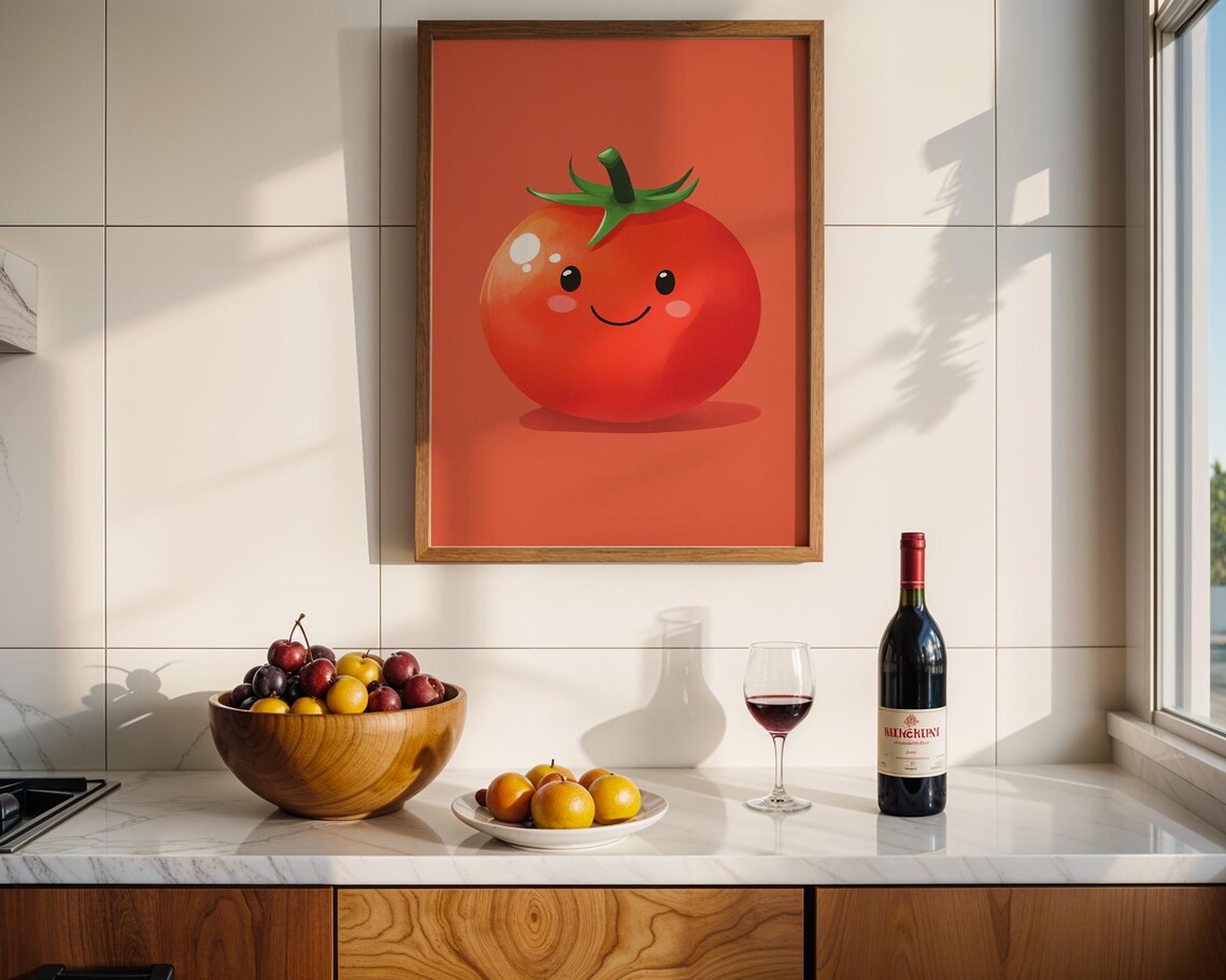 Cute Tomato Kids Poster, Kitchen Decor