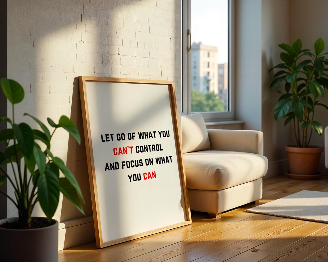 Let Go of What You Can't Control Focus Minimalist Quote Poster - Image 2