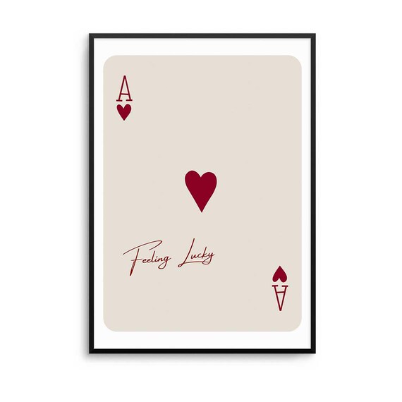 Ace Of Hearts Print, Neutral Playing Card Art