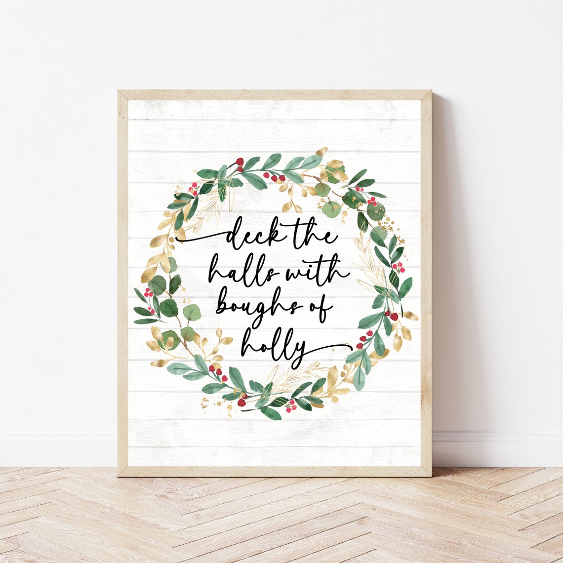Deck The Halls With Boughs Of Holly Christmas Wreath Decor Poster