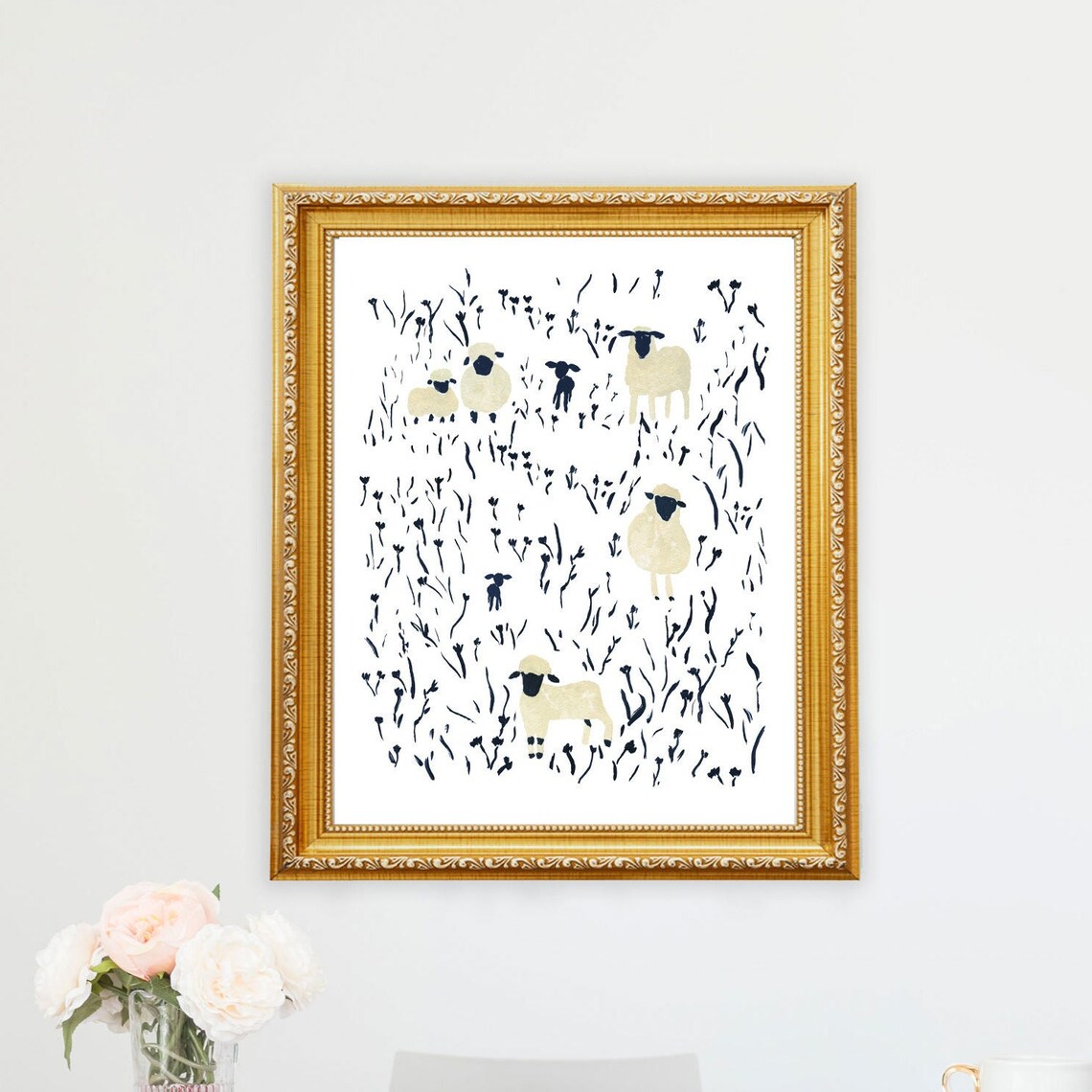 Sheep and Lamb Farm Nursery Kids Poster Print - Image 2