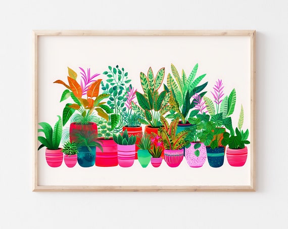 Vibrant Color Plant Art, Floral Botanical Art Print