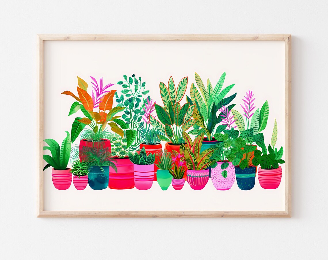 Vibrant Color Plant Art, Floral Botanical Art Print