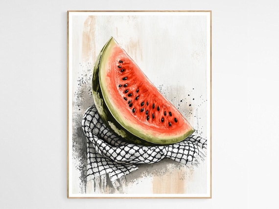 Keffiyeh Scarf Watermelon Art Print, Palestine