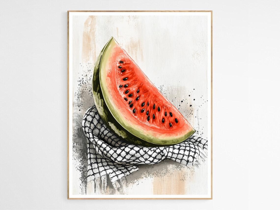 Keffiyeh Scarf Watermelon Art Print, Palestine