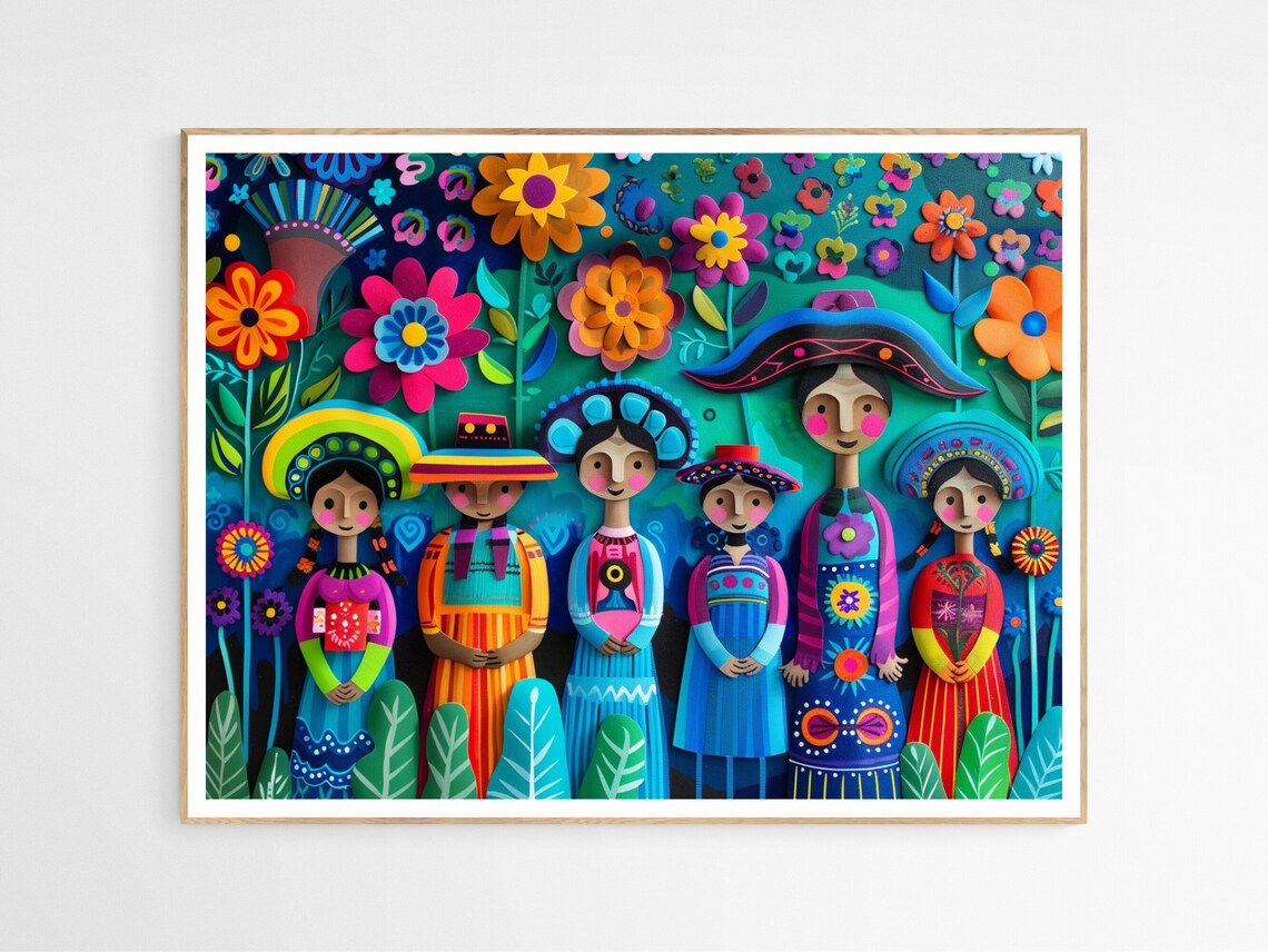 Family Love Mexico Art Print, Mexican Folklore Decor