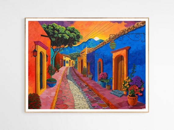 Vibrant Look Of Mexico Art Print Mexican Street Urban Style Trendy Wall
