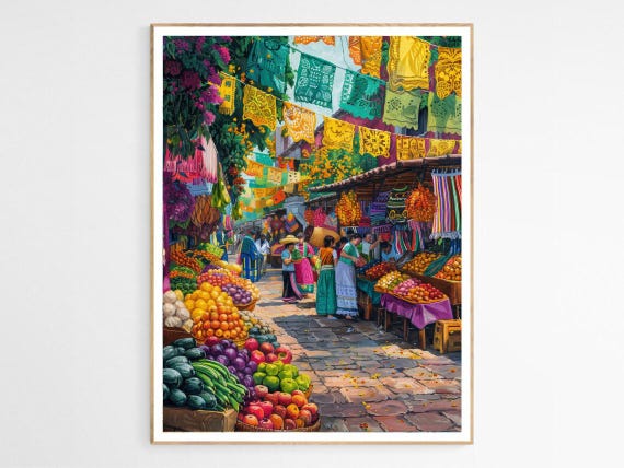 Mexico Markets Unity Art Print Mexican Culture Cultural Scene Of