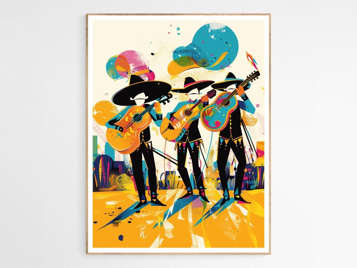 Colorful Mariachi Art Print Bold And Vibrant Music Wall Decor Mexican Artwork
