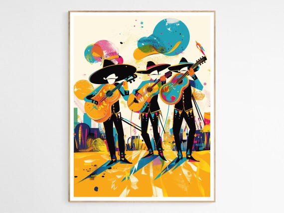 Colorful Mariachi Art Print Bold And Vibrant Music Wall Decor Mexican Artwork
