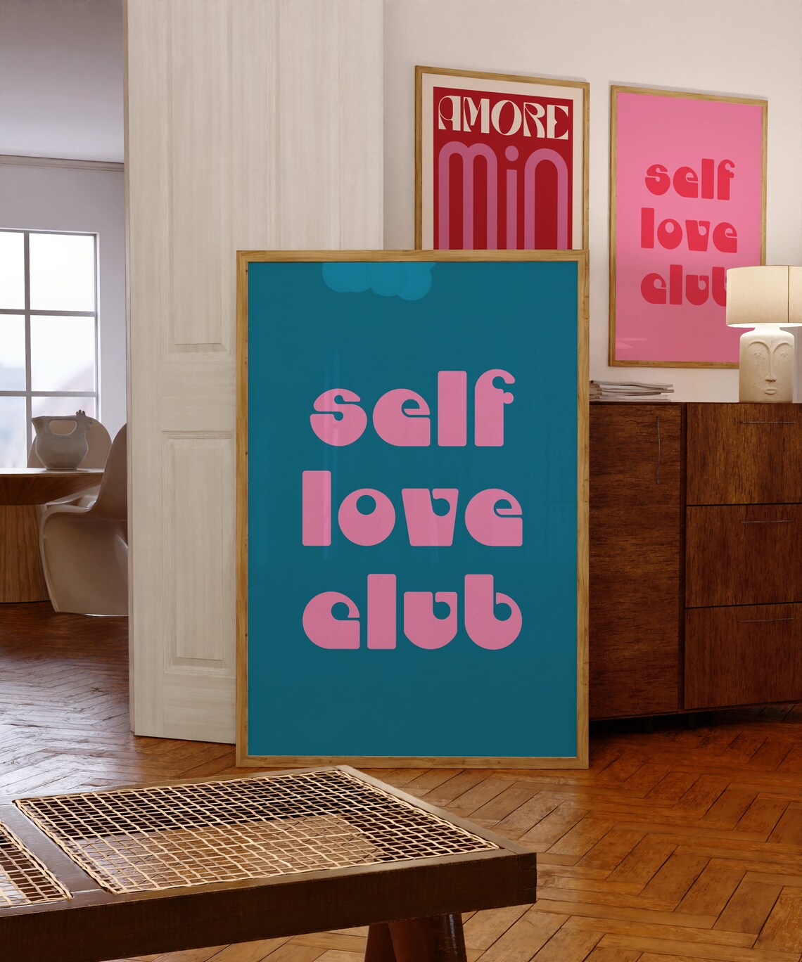 Self Love Club Retro Quote Print Wall Art Typography Decor