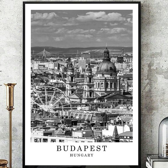 Budapest Hungary St Stephens Basilica Dome Black White Photo Poster