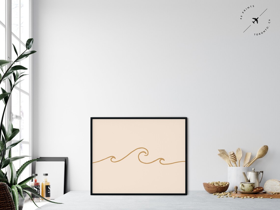 Wave Print Fine Line Print Minimal Wall Decor Gift For Surfer Go With The Flow Print Ocean Print Minimal - Image 4