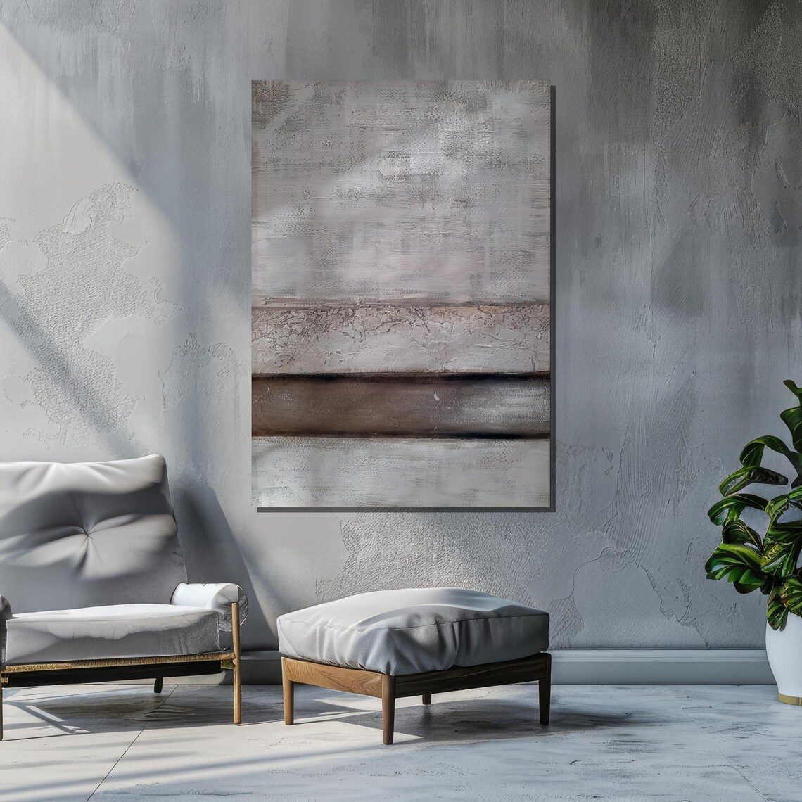Minimalist Textured Abstract, Neutral Modern Art - Image 2