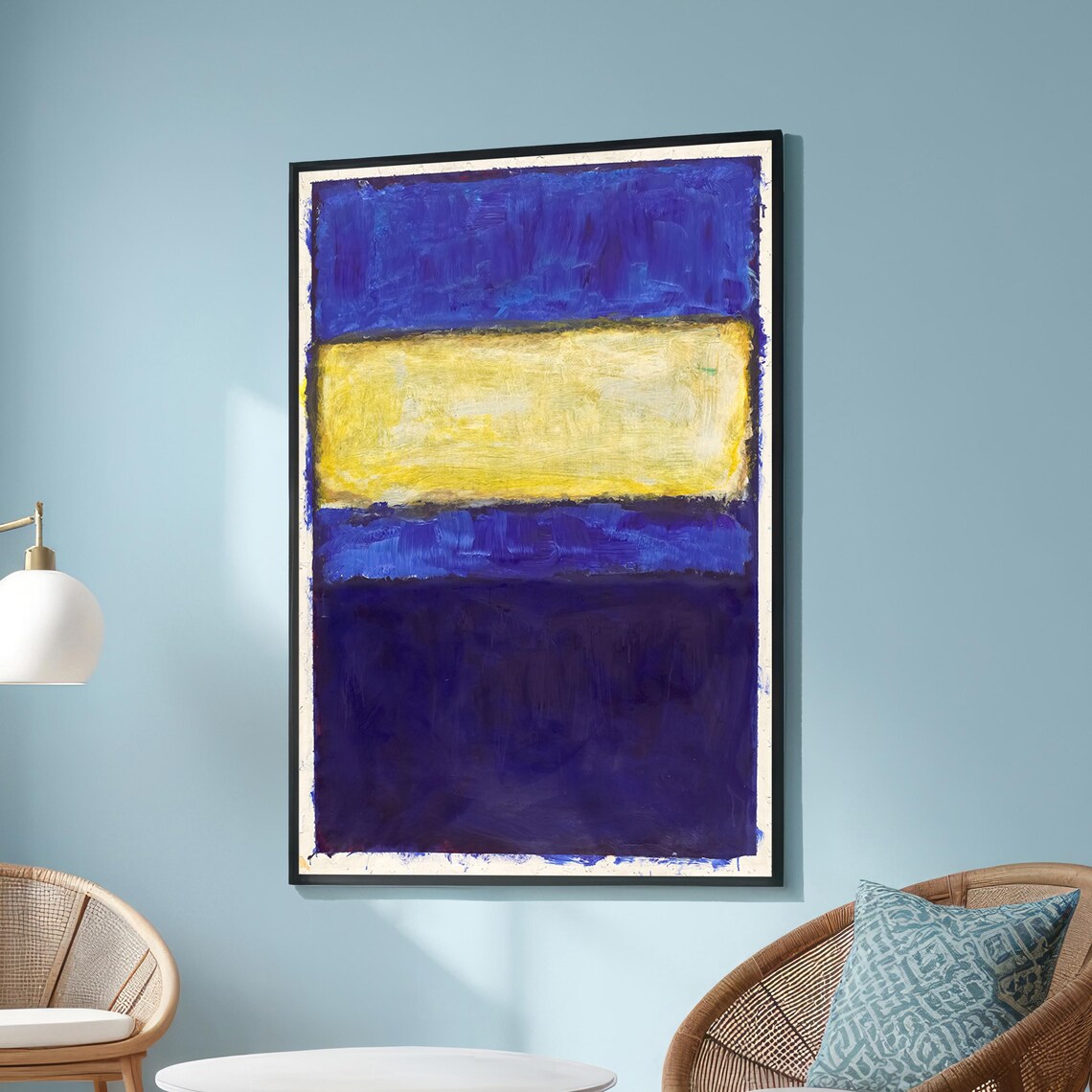Modern Abstract Blue And Yellow Color Block Art Print
