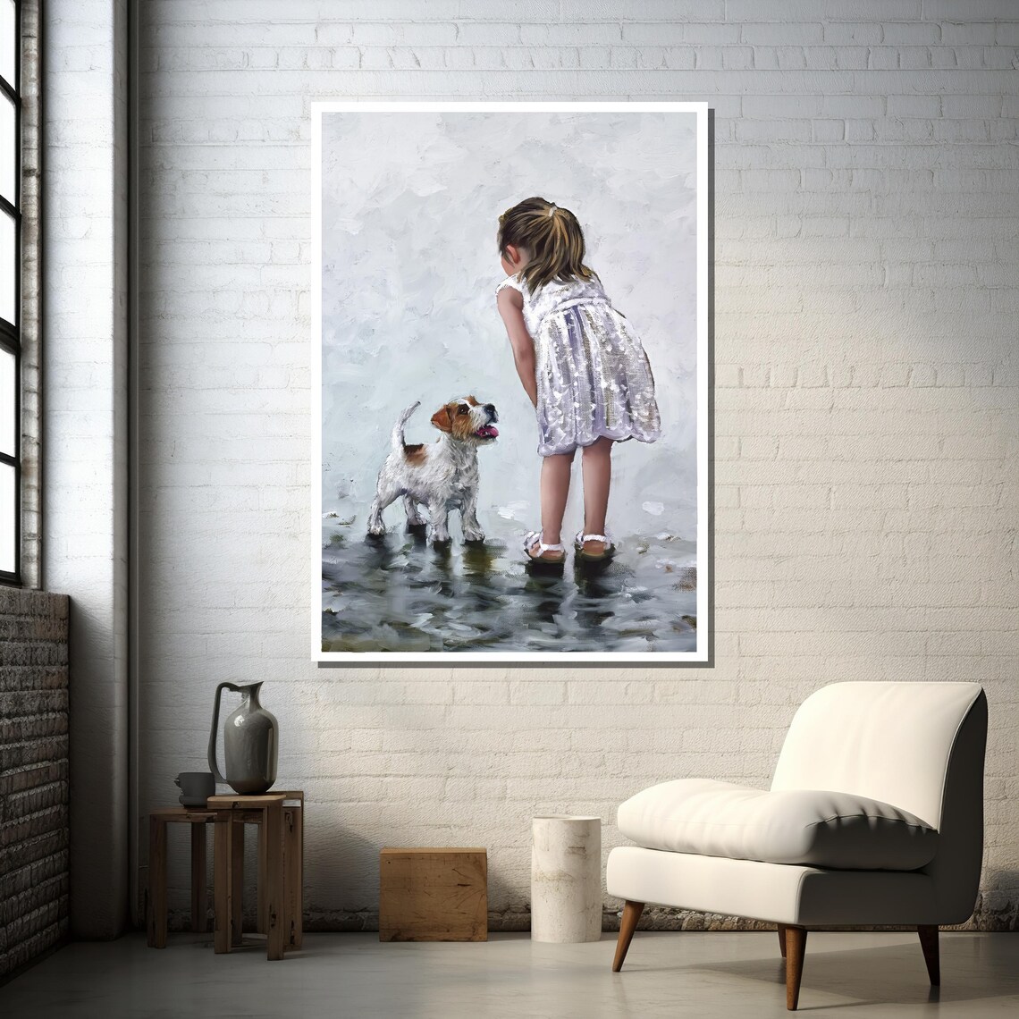 Girl And Dog Companionship, Kids Room Decor Art Print - Image 4