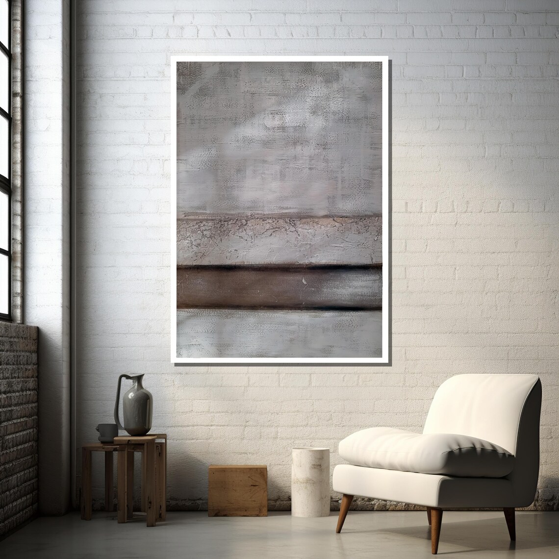 Minimalist Textured Abstract, Neutral Modern Art - Image 3