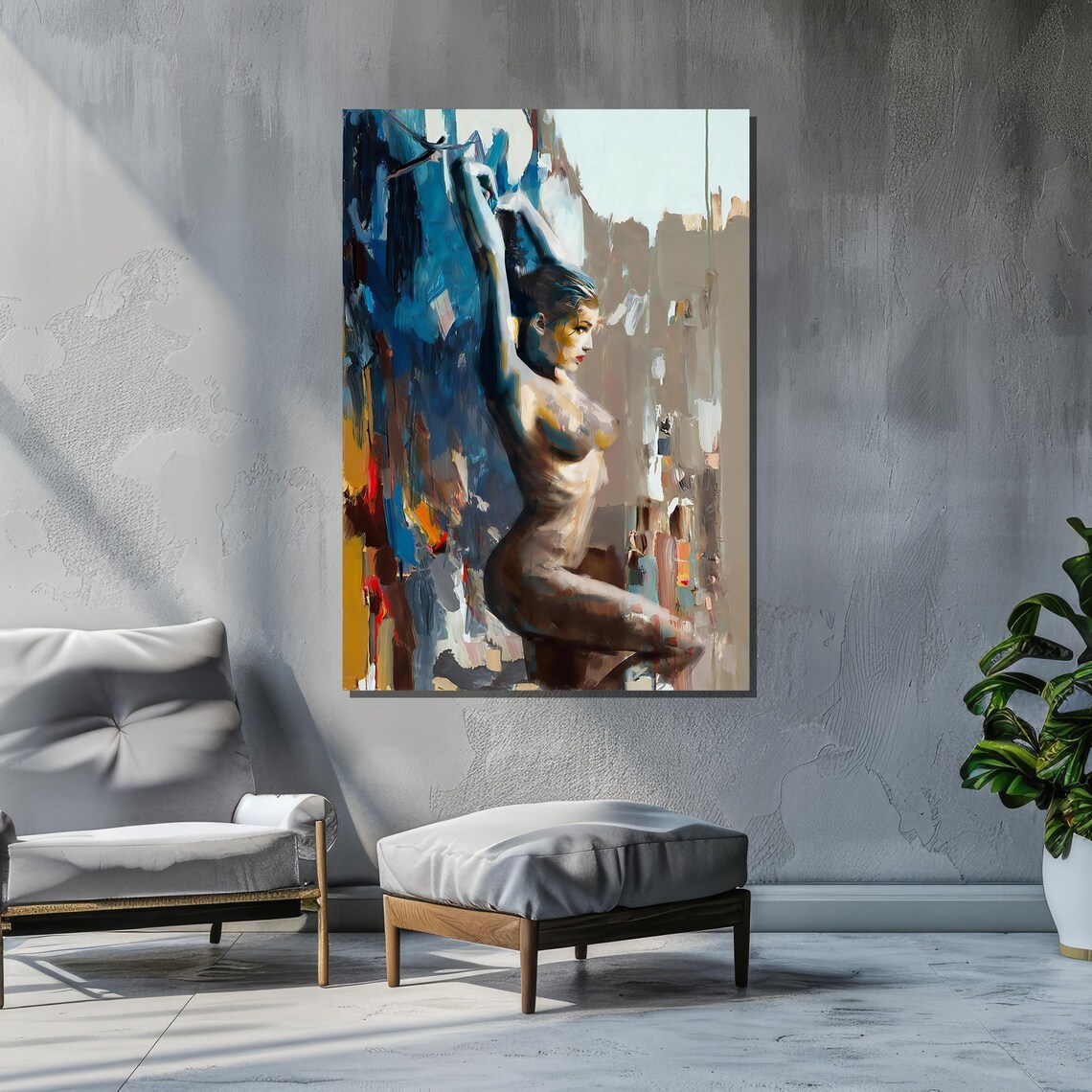 Abstract Nude Female, Bold Modern Impressionist Art Print - Image 2