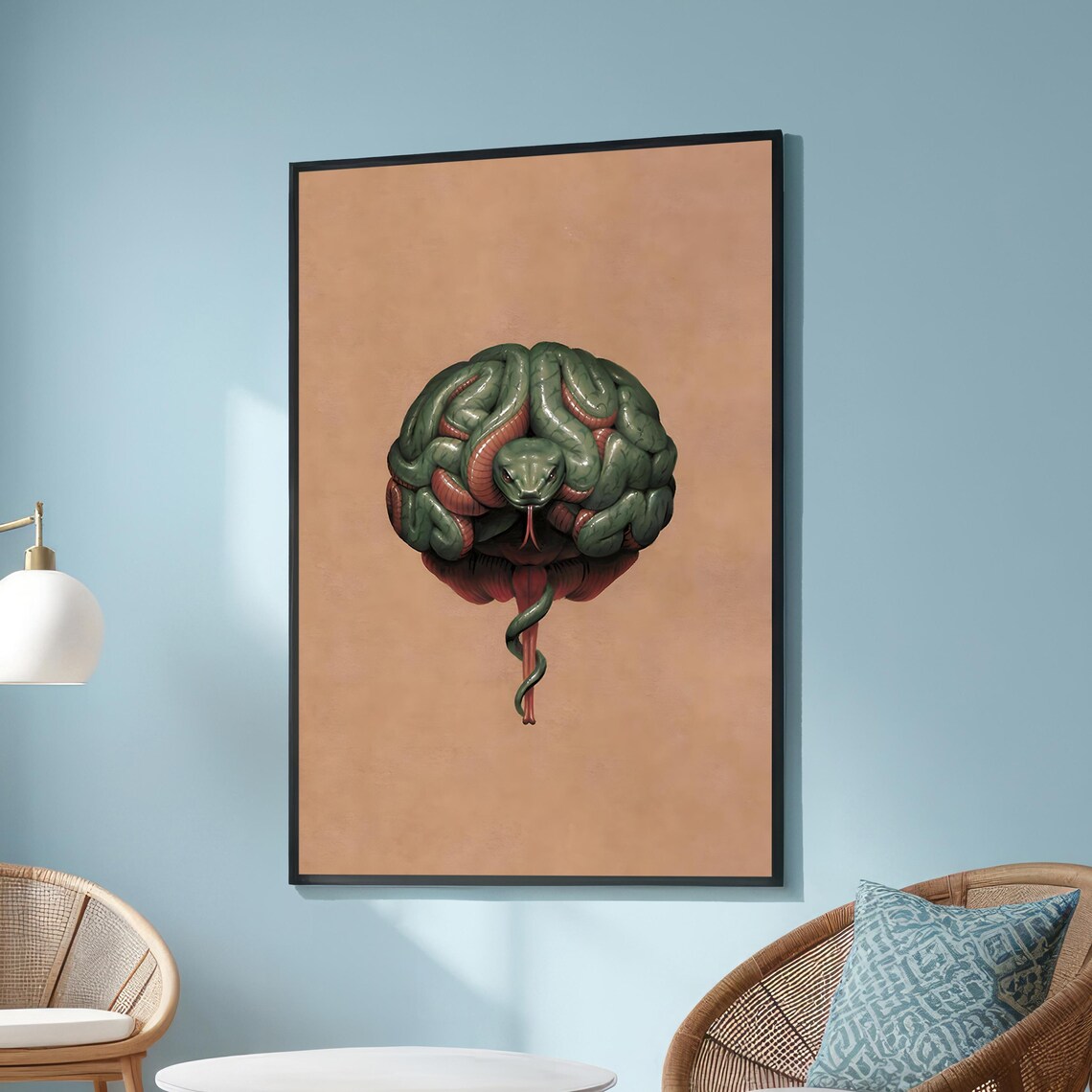 Snake And Brain, Surrealist Symbolic Artwork