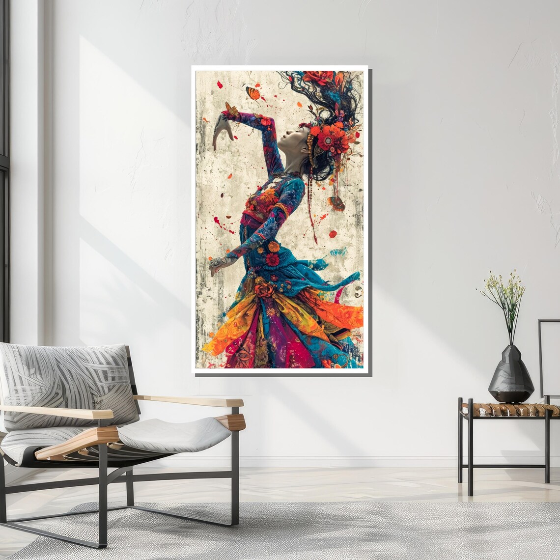 Dancing Woman With Floral Dress, Art Nouveau Print - Image 3