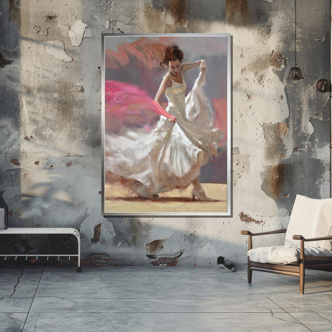 Graceful Woman in Flowing Dress, Impressionist Art - Image 6