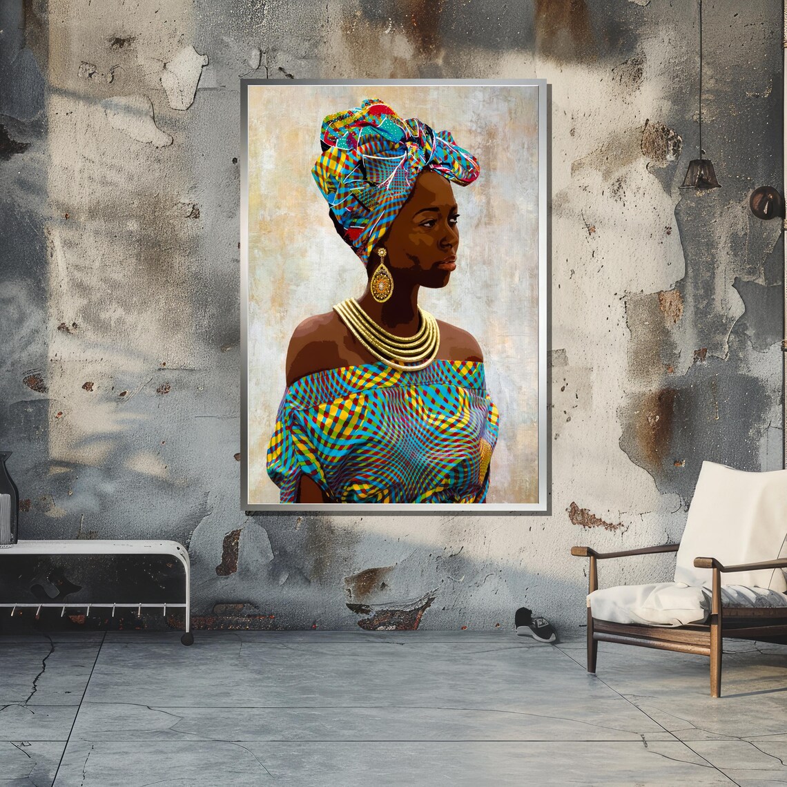 African Woman in Bold Headwrap, Cultural Art Print - Image 5