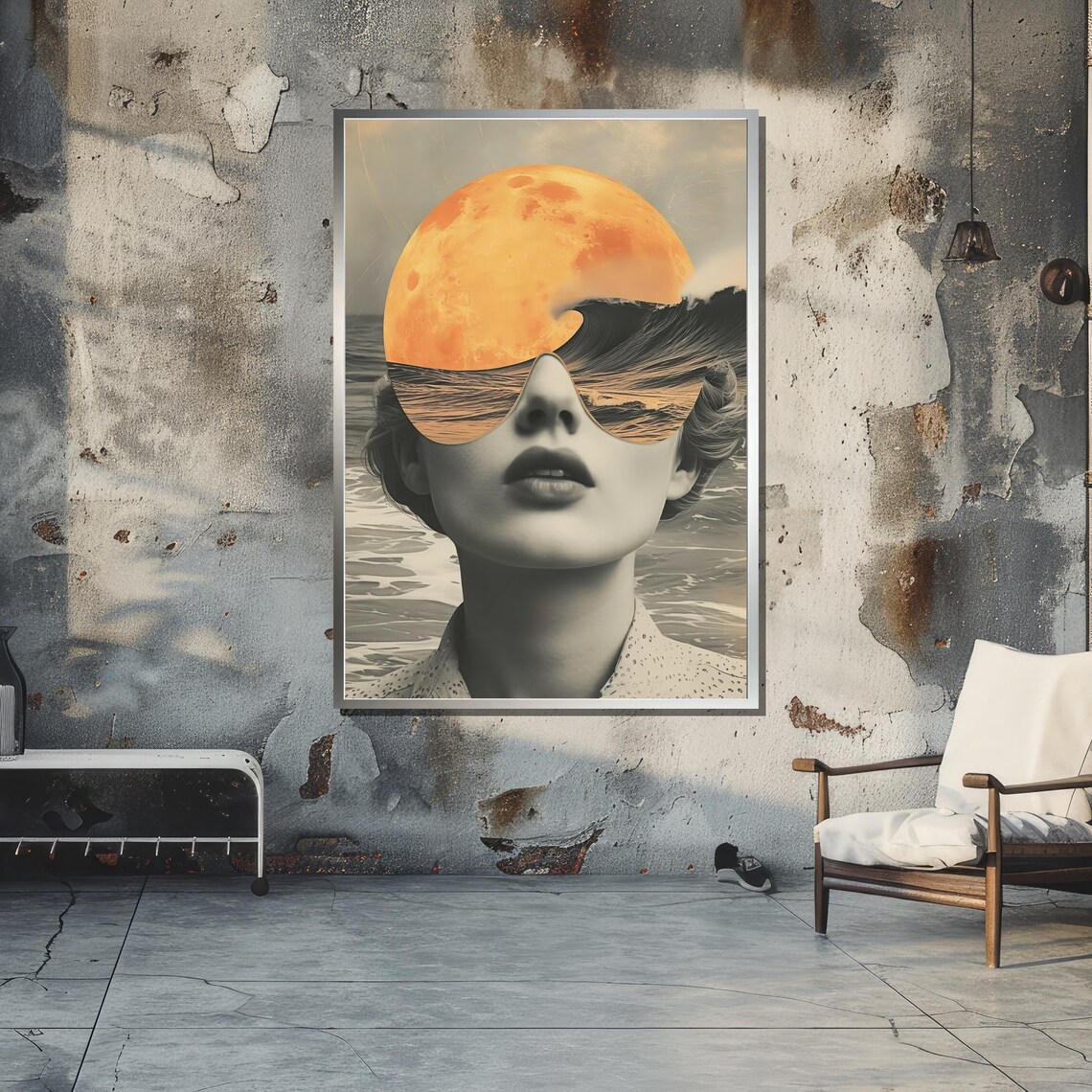 Surreal Woman With Ocean And Moon Reflection - Image 5