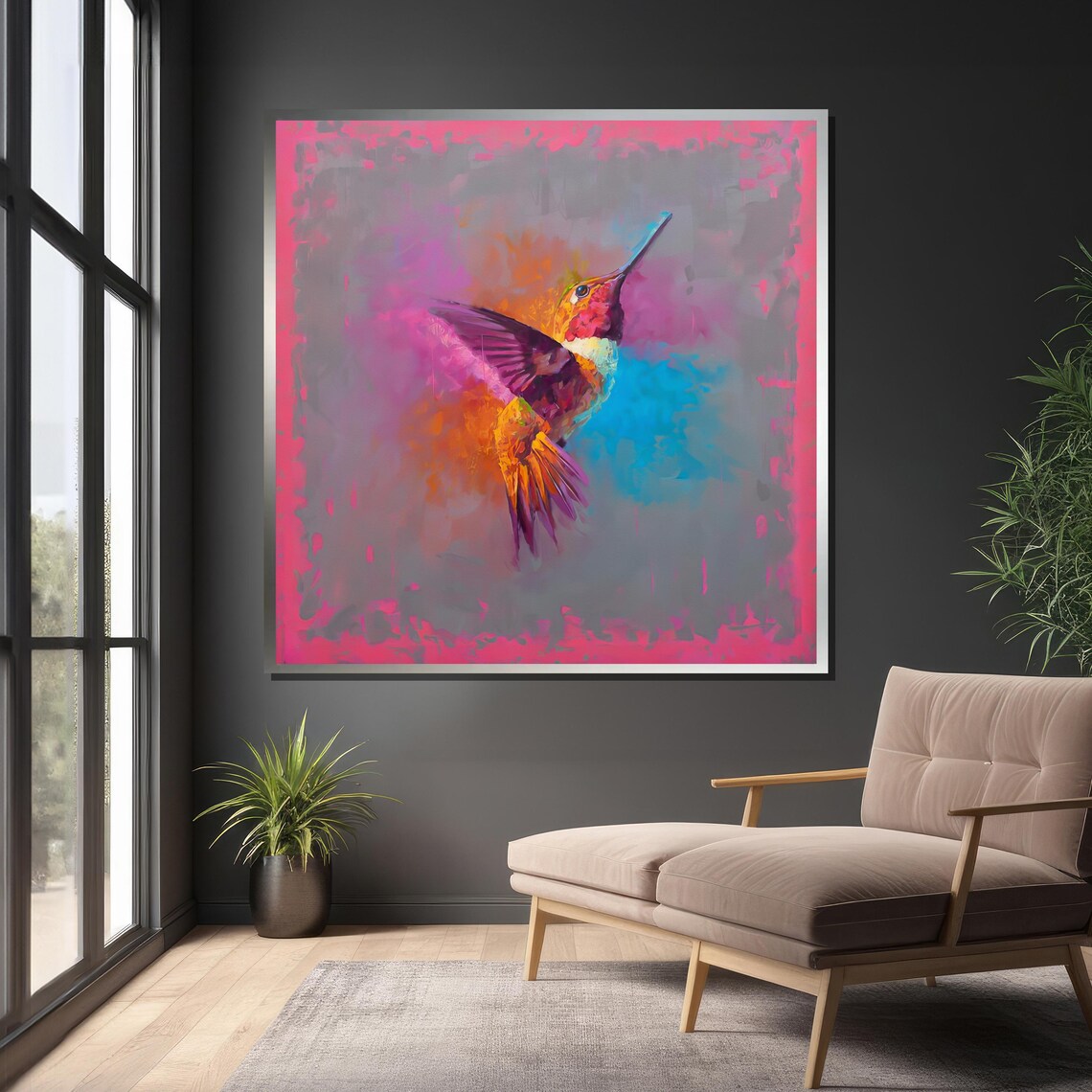 Colorful Hummingbird By Jamel Akib, Abstract Bird Art - Image 4