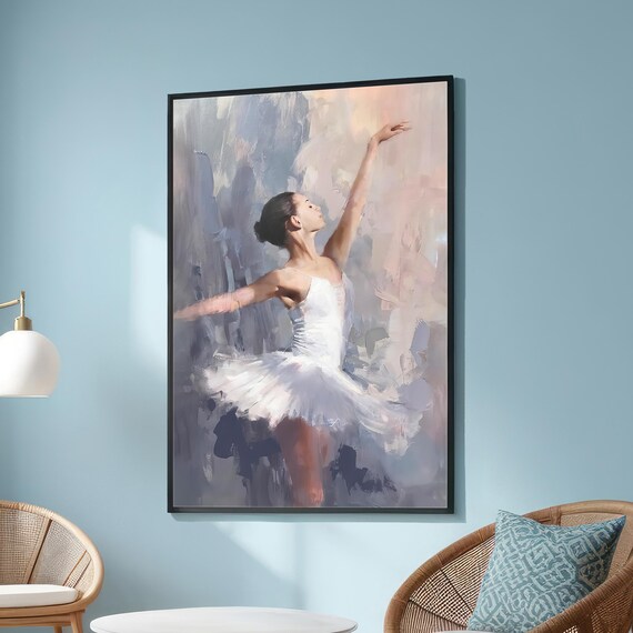 Elegant Ballerina In White Tutu, Ballet Art Print