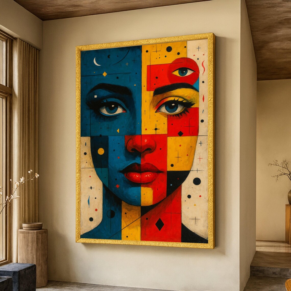 Abstract Geometric Face Art Print, Modern Portrait