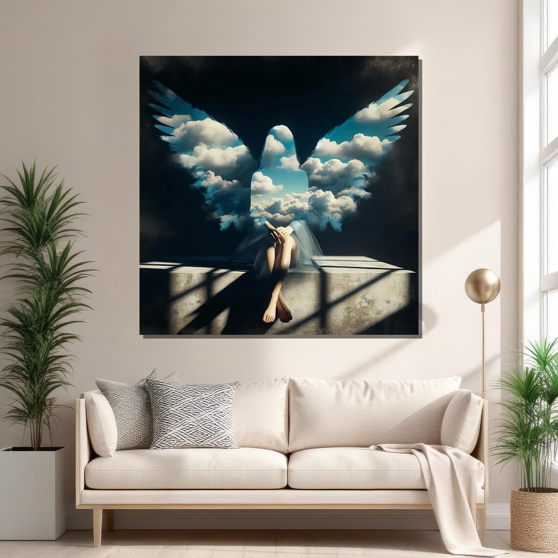 Surreal Angelic Cloud Art Print, Ethereal Figure - Image 2