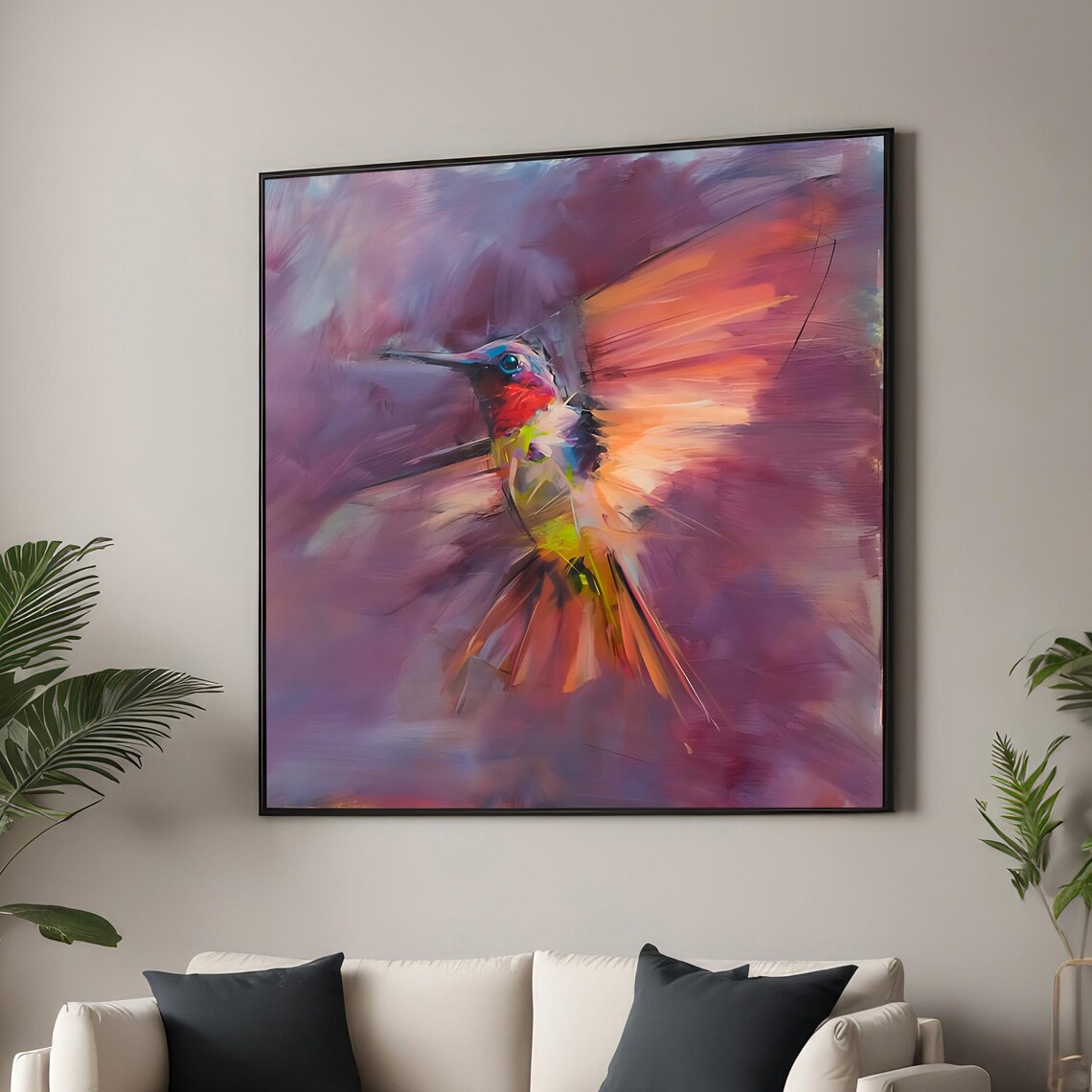 Hummingbird Art Print, Abstract Expressionist Nature