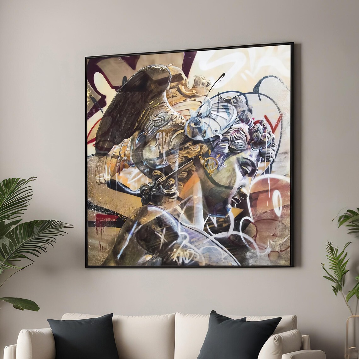 Perseus Classical Sculpture, Urban Graffiti Fusion