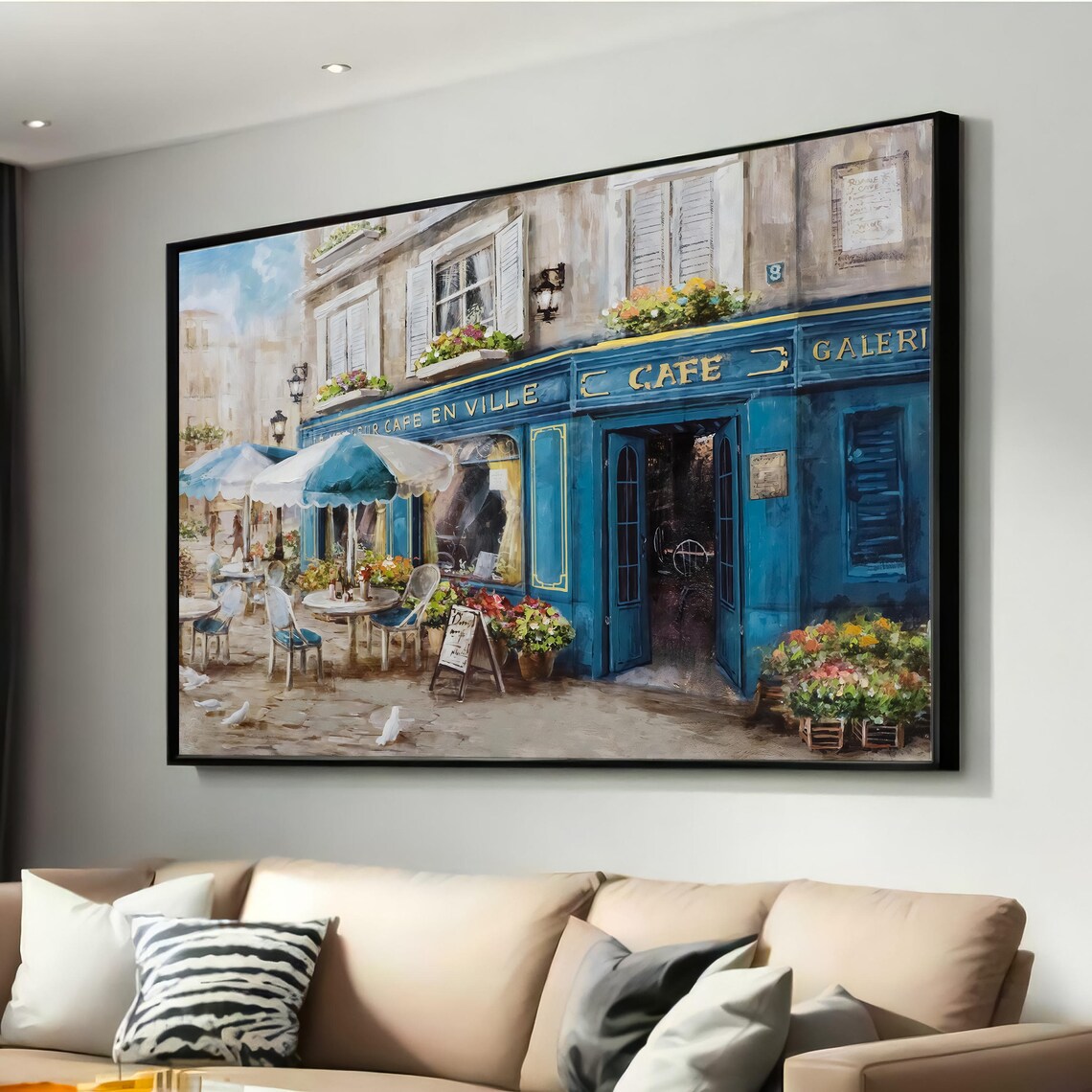 Charming French Cafe, Parisian Street Art Print