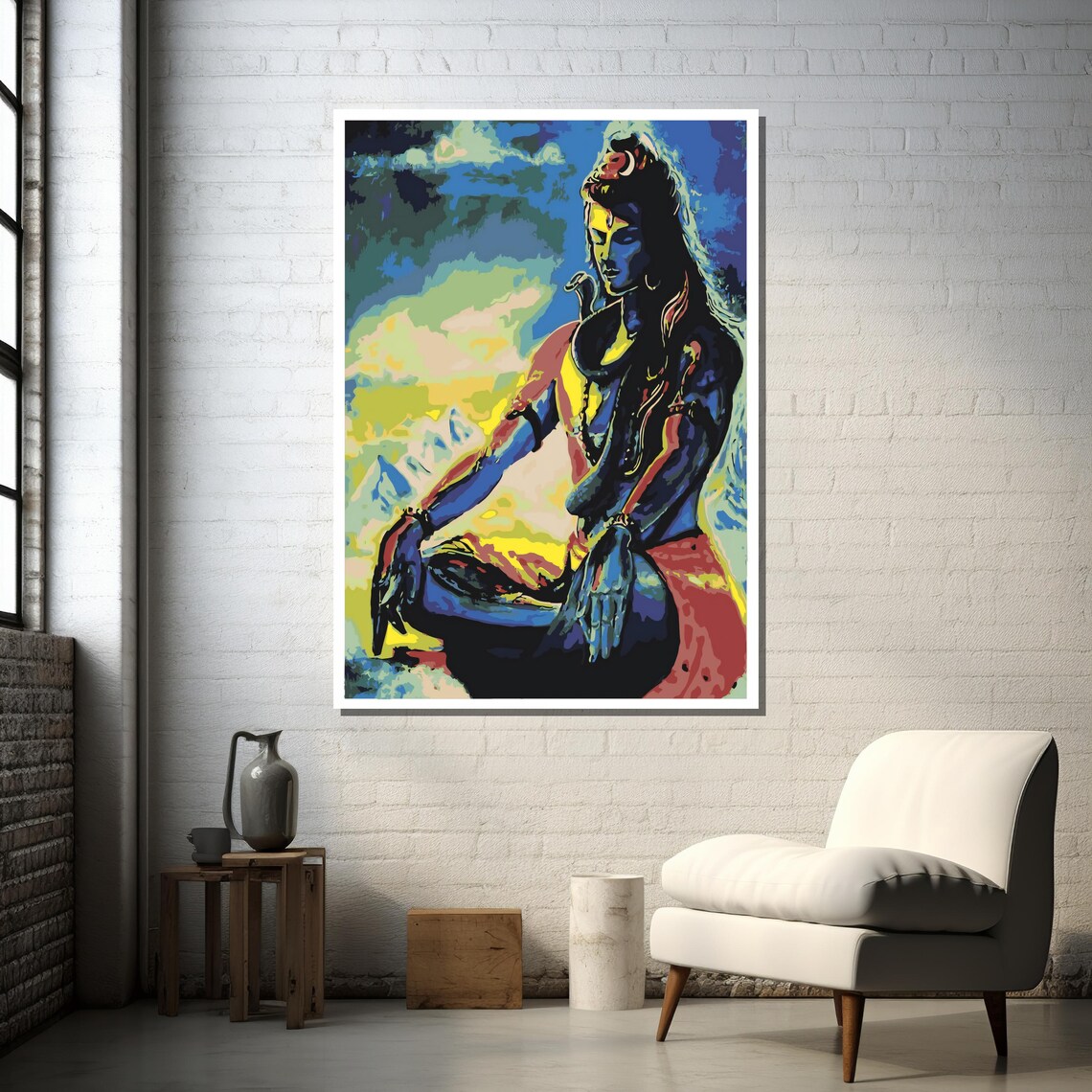 Lord Shiva Meditation Art, Abstract Spiritual Artwork - Image 3