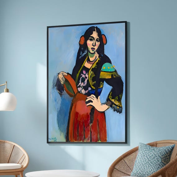 Spaniard Woman With A Tambourine Canvas Print By Henri Matisse Colorful Expressionist Art Vintage Wall Decor Famous Prints