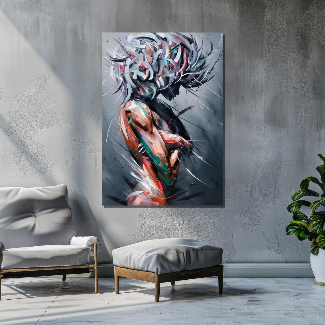 Abstract Female Silhouette, Fluid Brushstroke Art Print - Image 2