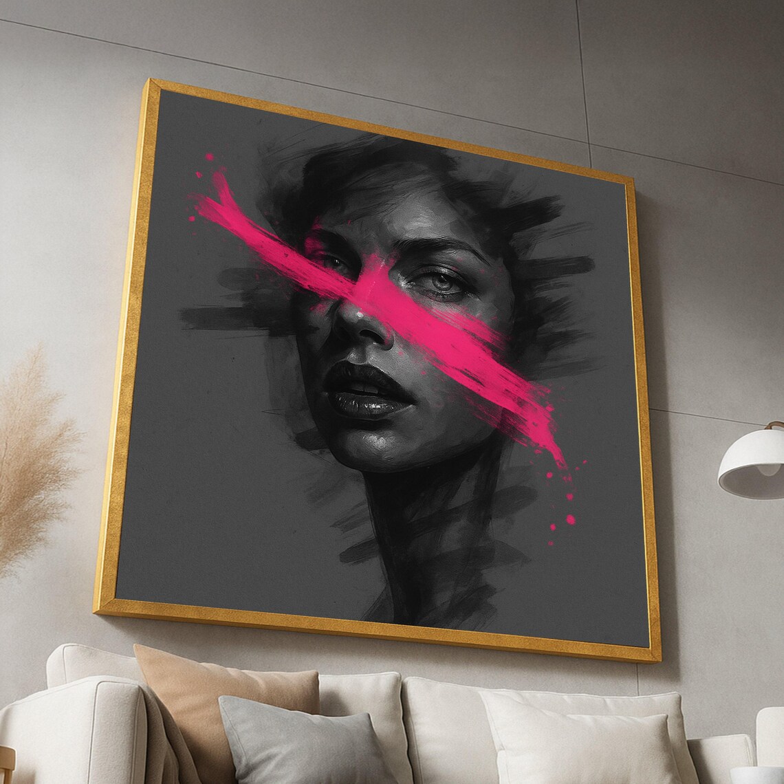 Bold Abstract Portrait, Modern Female Face Art Print